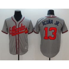 MLB Atlanta Braves #13 Ronald Acuna Jr. Gray Cool Base Men Jersey