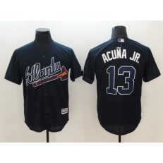 MLB Atlanta Braves #13 Ronald Acuna Jr. Navy Cool Base Men Jersey