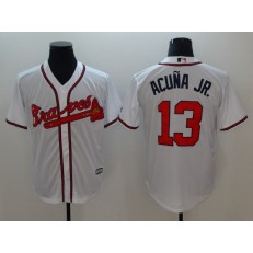 MLB Atlanta Braves #13 Ronald Acuna Jr. White Cool Base Men Jersey