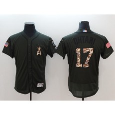 MLB Los Angeles Angels #17 Shohei Ohtani Olive Green Flexbase Men Jersey