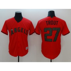 MLB Los Angeles Angels #27 Mike Trout Red 2018 Memorial Day Cool Base Men Jersey