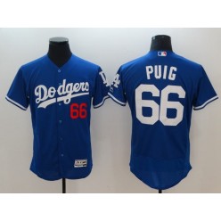 MLB Los Angeles Dodgers #66 Yasiel Puig Blue Flexbase Men Jersey