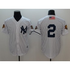 MLB New York Yankees #2 Derek Jeter White 2001 World Series Cool Base Men Jersey