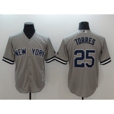 MLB New York Yankees #25 Gleyber Torres Gray Cool Base Men Jersey