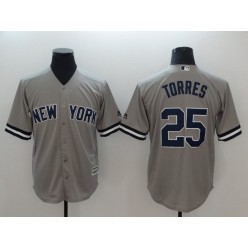 MLB New York Yankees #25 Gleyber Torres Gray Cool Base Men Jersey