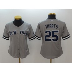 MLB New York Yankees #25 Gleyber Torres Gray Cool Base Women Jersey