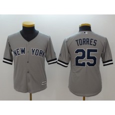 MLB New York Yankees #25 Gleyber Torres Gray Cool Base Youth Jersey