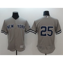 MLB New York Yankees #25 Gleyber Torres No Name Gray Flex Base Men Jersey