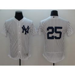 MLB New York Yankees #25 Gleyber Torres No Name White Flex Base Men Jersey