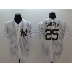 MLB New York Yankees #25 Gleyber Torres White 2018 Memorial Day Cool Base Men Jersey