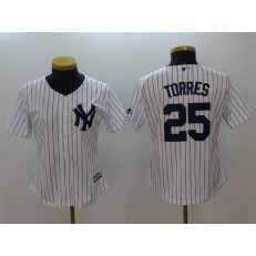 MLB New York Yankees #25 Gleyber Torres White Cool Base Women Jersey