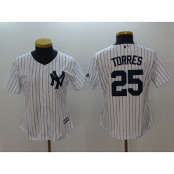 MLB New York Yankees #25 Gleyber Torres White Cool Base Women Jersey