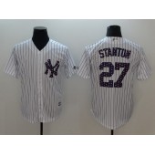 MLB New York Yankees #27 Giancarlo Stanton White 2018 Stars & Stripes Cool Base Men Jersey