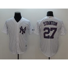 MLB New York Yankees #27 Giancarlo Stanton White 2018 Stars & Stripes Cool Base Men Jersey