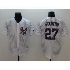 MLB New York Yankees #27 Giancarlo Stanton White 2018 Stars & Stripes Cool Base Men Jersey