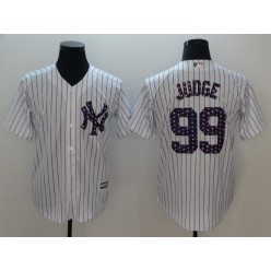 MLB New York Yankees #99 Aaron Judge White 2018 Stars & Stripes Cool Base Men Jersey