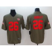 New York Giants #26 Saquon Barkley Olive Salute To Service Limited Nike NFL Men Jersey