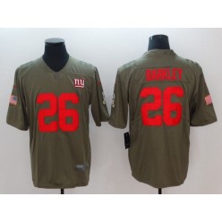 New York Giants #26 Saquon Barkley Olive Salute To Service Limited Nike NFL Men Jersey