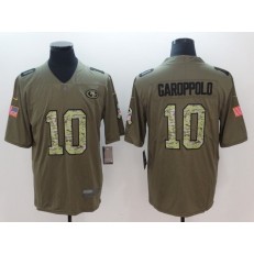 San Francisco 49ers #10 Jimmy Garoppolo Olive Camo Salute To Service Limited NFL Men Jersey