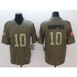 San Francisco 49ers #10 Jimmy Garoppolo Olive Camo Salute To Service Limited NFL Men Jersey