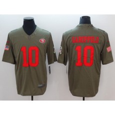 San Francisco 49ers #10 Jimmy Garoppolo Olive Salute To Service Limited Nike NFL Men Jersey
