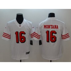 San Francisco 49ers #16 Joe Montana White Color Rush Vapor Untouchable Limited Nike NFL Men Jersey
