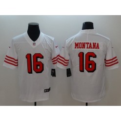 San Francisco 49ers #16 Joe Montana White Color Rush Vapor Untouchable Limited Nike NFL Men Jersey