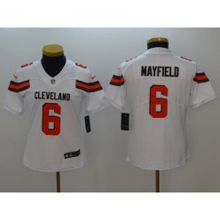 Women Nike Cleveland Browns #6 Baker Mayfield White Vapor Untouchable Limited NFL Jersey