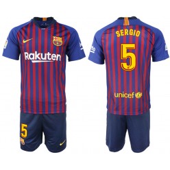 2018-19 Barcelona 5 SERGIO Home Soccer Men Jersey