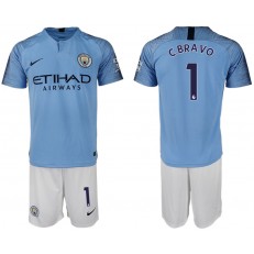 2018-19 Manchester City 1 C. BRAVO Home Soccer Men Jersey