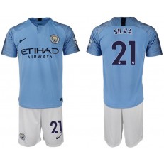 2018-19 Manchester City 21 SILVA Home Soccer Men Jersey