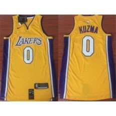 Los Angeles Lakers #0 Kyle Kuzma 2017-18 Yellow Nike Men Jersey