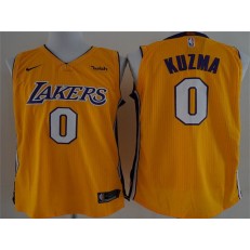 Los Angeles Lakers #0 Kyle Kuzma Yellow Nike Authentic Men Jersey