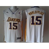 Los Angeles Lakers #15 Metta World Peace White New Revolution 30 Men Jersey