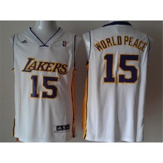 Los Angeles Lakers #15 Metta World Peace White New Revolution 30 Men Jersey