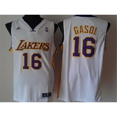 Los Angeles Lakers #16 Pau Gasol White New Revolution 30 Men Jersey