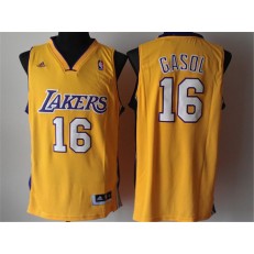 Los Angeles Lakers #16 Pau Gasol Yellow New Revolution 30 Men Jersey