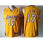 Los Angeles Lakers #17 Jeremy Lin Yellow New Revolution 30 Men Jersey