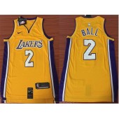 Los Angeles Lakers #2 Lonzo Ball 2017-18 Yellow Nike Men Jersey
