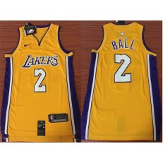 Los Angeles Lakers #2 Lonzo Ball 2017-18 Yellow Nike Men Jersey