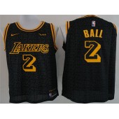Los Angeles Lakers #2 Lonzo Ball Black City Edition Nike Authentic Men Jersey