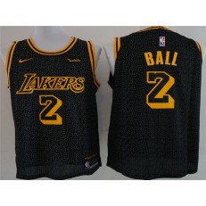 Los Angeles Lakers #2 Lonzo Ball Black City Edition Nike Authentic Men Jersey