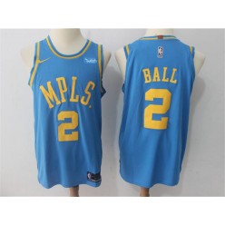 Los Angeles Lakers #2 Lonzo Ball Blue MPLS Nike Authentic Men Jersey