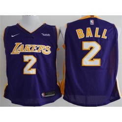 Los Angeles Lakers #2 Lonzo Ball Purple Nike Authentic Men Jersey