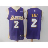 Los Angeles Lakers #2 Lonzo Ball Purple Nike Swingman Men Jersey