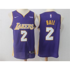 Los Angeles Lakers #2 Lonzo Ball Purple Nike Swingman Men Jersey