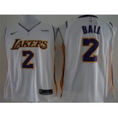 Los Angeles Lakers #2 Lonzo Ball White Nike Authentic Men Jersey