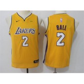 Los Angeles Lakers #2 Lonzo Ball Yellow Nike Swingman Men Jersey