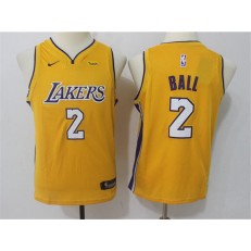 Los Angeles Lakers #2 Lonzo Ball Yellow Nike Swingman Men Jersey