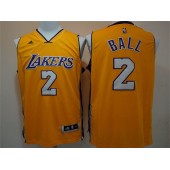 Los Angeles Lakers #2 Lonzo Ball Yellow Swingman Men Jersey